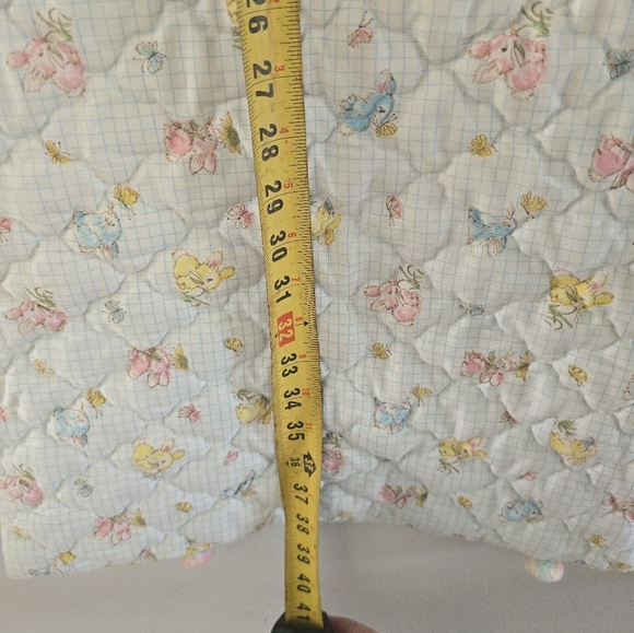 vintage baby crib quilt blanket hand embroidered nursery Cat, Clown, Rabbits *re - Picture 12 of 13